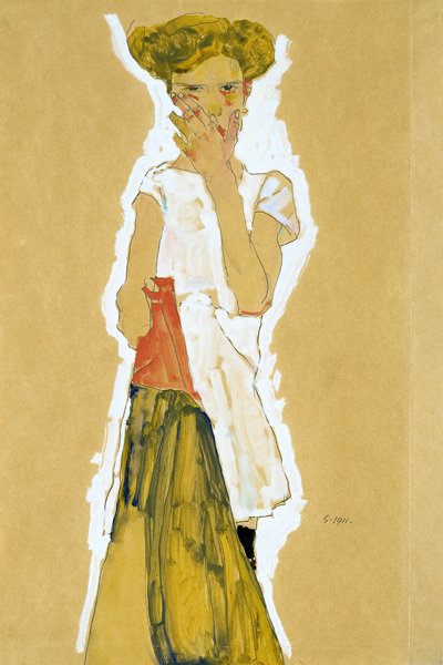 Standing Girl in White Petticoat od Egon Schiele