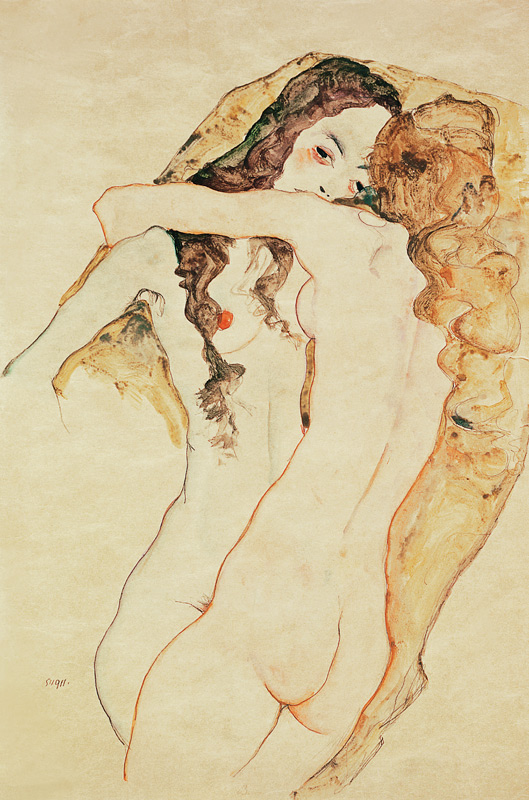 Two women in embrace od Egon Schiele
