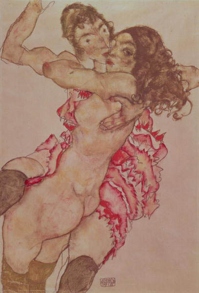 Two girls, each other hugging od Egon Schiele