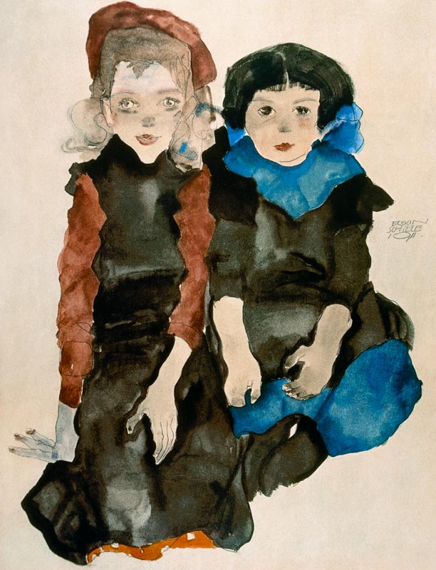 Two little girls od Egon Schiele