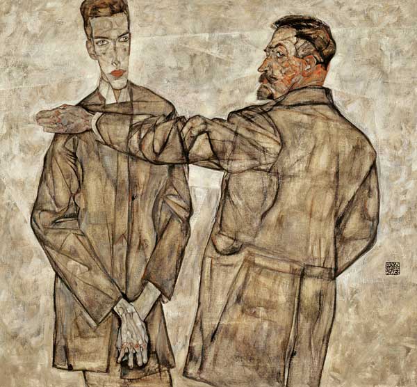Double portrait (central inspector Heinrich Benesch and his son Otto) od Egon Schiele