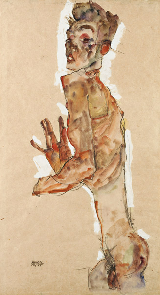 Self-Portrait with Splayed Fingers od Egon Schiele