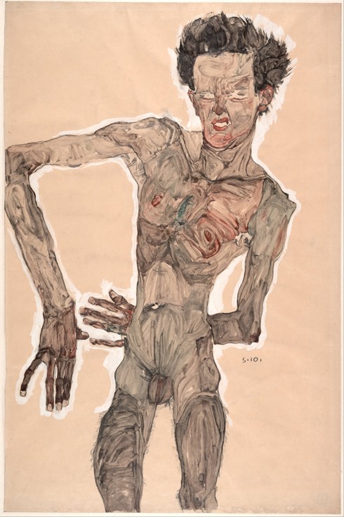 Nude Self-Portrait, Grimacing od Egon Schiele