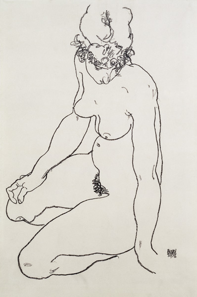 Seated female nude od Egon Schiele
