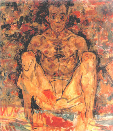 Squating man pair of (detail) od Egon Schiele