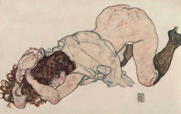 Kneeling Girl, Resting on Both Elbows od Egon Schiele