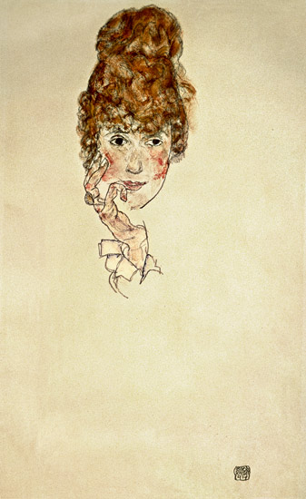 Portrait head Edith squints od Egon Schiele