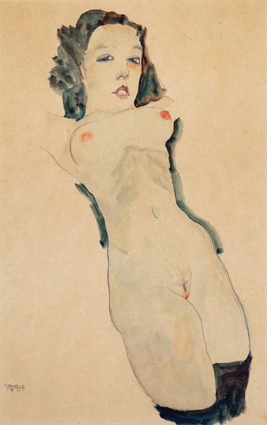 Reclining Nude with Black Stockings od Egon Schiele