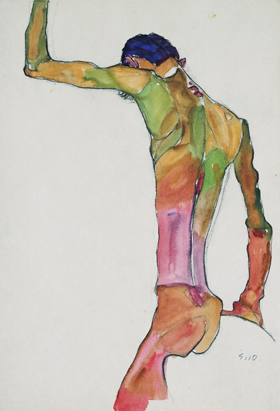 Mužský akt se zdviženou paží  od Egon Schiele