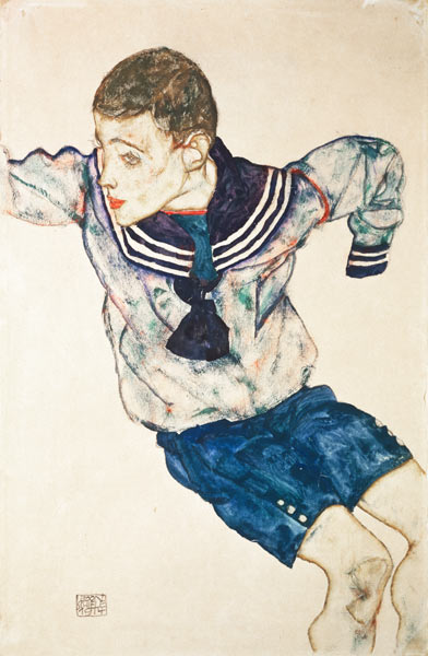 Boy in sailor suit od Egon Schiele