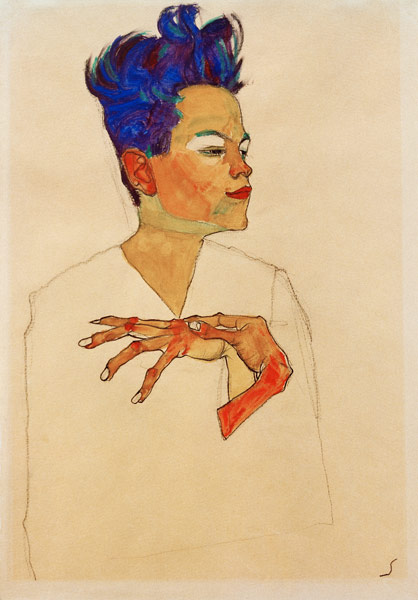 Self-Portrait with Hands on Chest od Egon Schiele