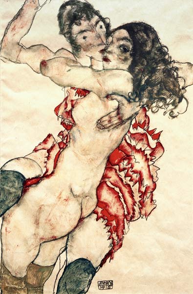 Pair of Women (Women embracing each other) od Egon Schiele