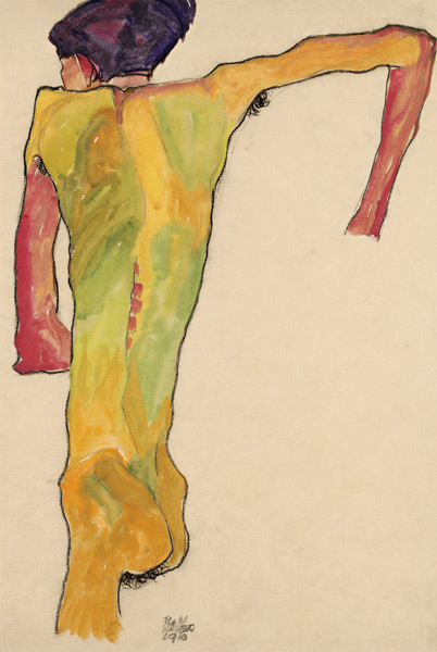 Male Nude, Propping Himself Up od Egon Schiele