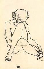 Sedentary act with crossed legs od Egon Schiele