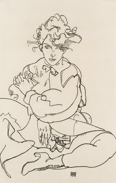 Girl sitting with spread legs od Egon Schiele