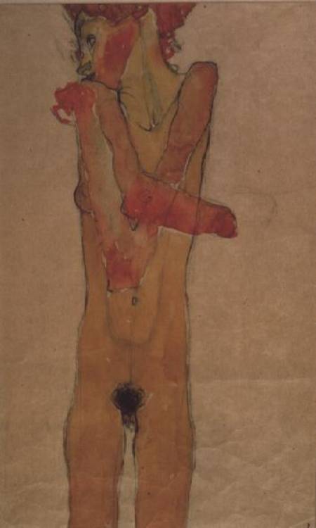 Standing female nude with crossed arms od Egon Schiele