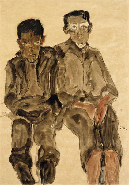 Zwei Sitzende Knaben od Egon Schiele