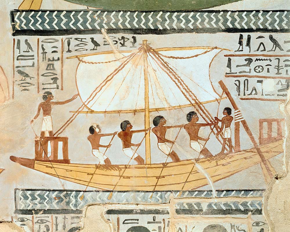 Boatmen on the Nile, from the Tomb of Sennefer, New Kingdom od Egyptian