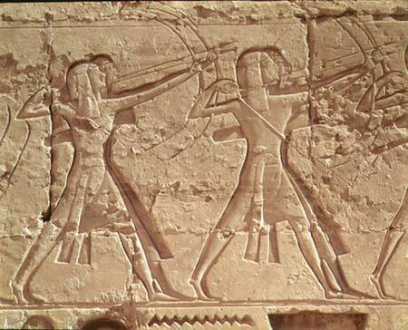 Archers, detail from the hunt of Ramesses III (c.1184-1153 BC) from the Mortuary Temple of Ramesses od Egyptian