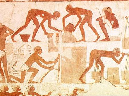 Construction of a wall, from the Tomb of Rekhmire, vizier of Tuthmosis III and Amenhotep II, New Kin od Egyptian