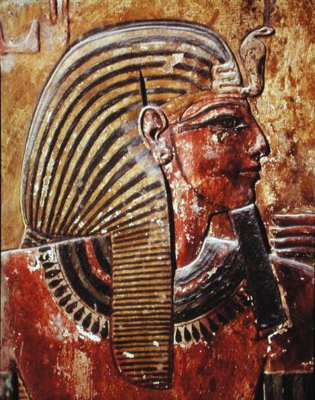 The head of Seti I (r.1294-1279 BC) from the Tomb of Seti, New Kingdom od Egyptian