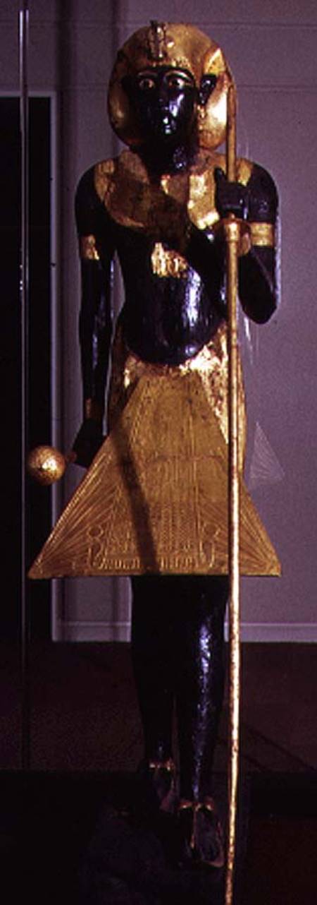 Life size statue of Tutankhamun from the Tomb of Tutankhamun (c.1370-1352 BC) New Kingdom  gilded br od Egyptian