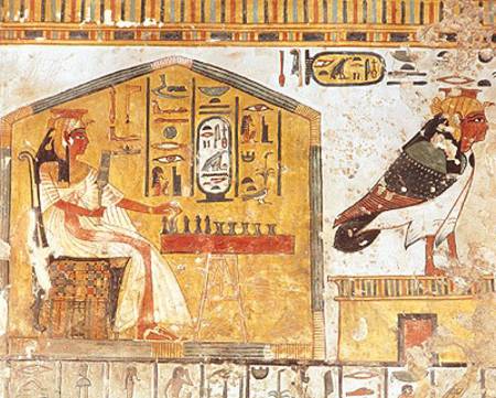 Nefertari playing senet, detail of a wall painting from the Tomb of Queen Nefertari, New Kingdom od Egyptian