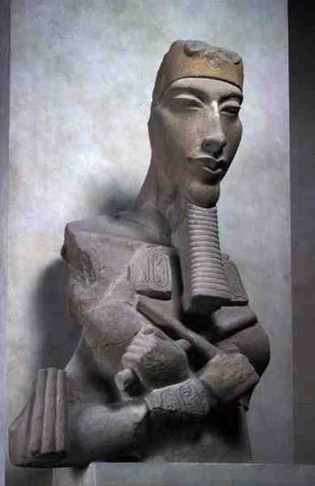 Osirid pillar of Akhenaten (1365-1349 BC) from the sun temple of Amenophis IV at Karnak, New Kingdom od Egyptian