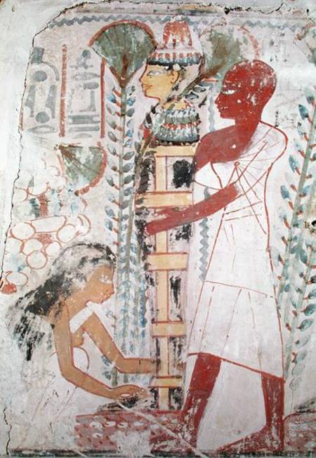 Preparing a mummy for a purification ceremony, from a tomb at Thebes, New Kingdom od Egyptian