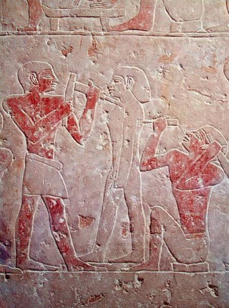 Relief depicting two sculptors carving a statue, from the mastaba of Kaemrehu, Saqqara, Old Kingdom od Egyptian