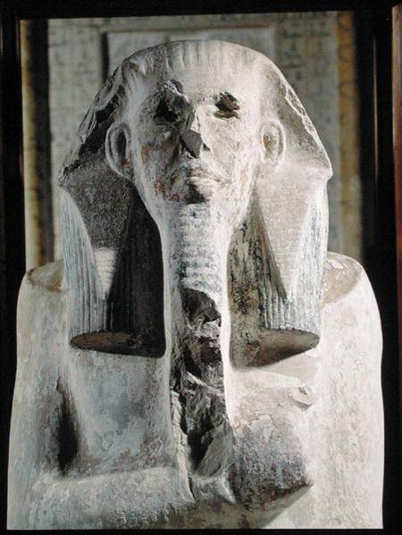 Seated statue of King Djoser (2630-2611 BC) from the Mortuary Temple beside the Step Pyramid of Djos od Egyptian