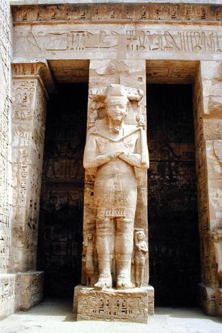 One of the standing figures of Ramesses III (c.1184-1153 BC) as the god Osiris, east side of the fir od Egyptian