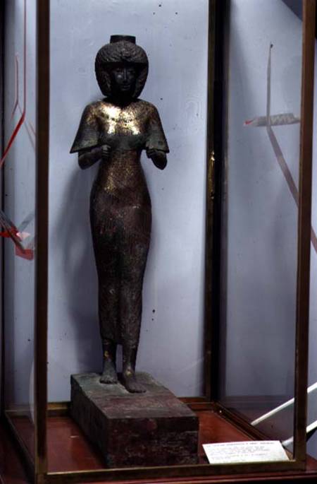 Statue of the Divine Adoratress Karomama, Third Intermediate Period (bronze with gold, silver & elec od Egyptian