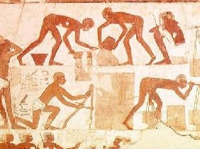 Construction of a wall, from the Tomb of Rekhmire, vizier of Tuthmosis III and Amenhotep II, New Kin