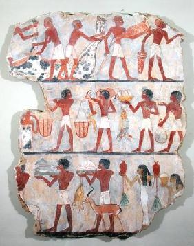 Scene of butchers and servants bringing offerings, from the Tomb of Onsou