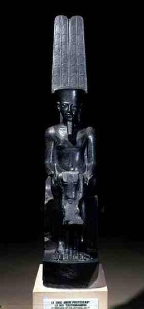 Statue of the god Amun protecting Tutankhamun, Egyptian, New Kingdom