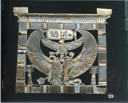 Pectoral of Ramesses II (c.1290-1224 BC) New Kingdom (gold, glass & turquoise) (see also 55440) od Egyptian 19th Dynasty