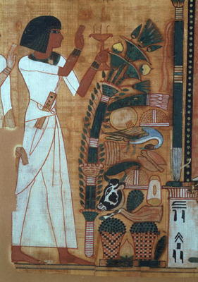 The Fumigation of Osiris, page from the Book of the Dead of Neb-Qued, Egyptian, New Kingdom (papyrus od Egyptian 19th Dynasty