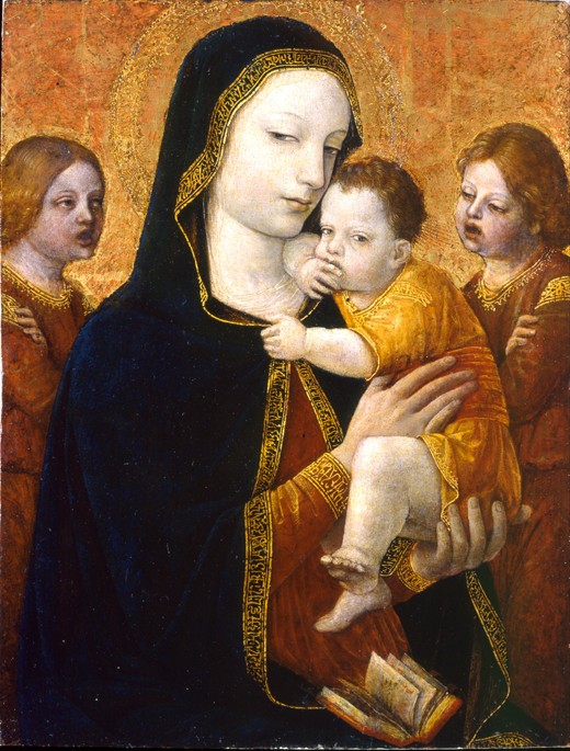 The Virgin and Child with two Angels od eigentl. Ambrogio da Fossano um Bergognone