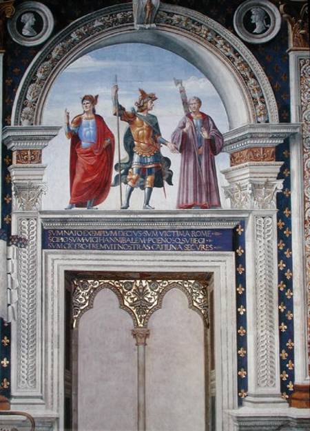 Decio Mure, Scipio (c.235-183 BC) and Cicero (106-43 BC) detail from the fresco in the Sala dei Gigl od  (eigentl. Domenico Tommaso Bigordi) Ghirlandaio Domenico