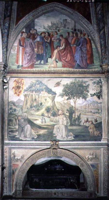 St. Francis Renouncing his Worldy Goods and the Stigmatization, from the Life of St. Francis Cycle od  (eigentl. Domenico Tommaso Bigordi) Ghirlandaio Domenico