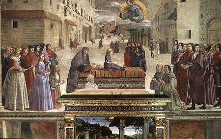 The miracle of the boy brought back to life, scene from a cycle of the Life of St. Francis of Assisi od  (eigentl. Domenico Tommaso Bigordi) Ghirlandaio Domenico