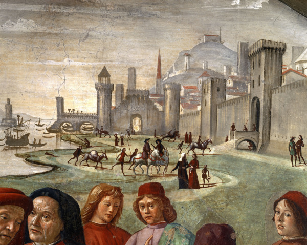 St.Francis...Detail:Town od  (eigentl. Domenico Tommaso Bigordi) Ghirlandaio Domenico
