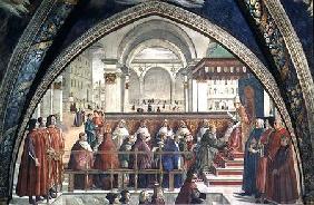 St. Francis receiving the Rule of the Order from Pope Honorius, scene from a cycle of the Life of St