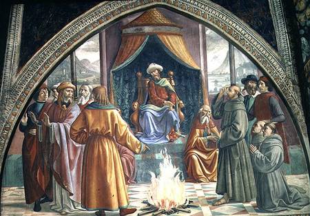 The Trial by Fire, St. Francis before the Sultan of Egypt, scene from a cycle of the Life of St. Fra od  (eigentl. Domenico Tommaso Bigordi) Ghirlandaio Domenico
