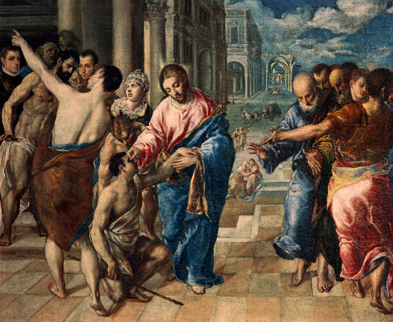 Jesus healing the blind man od (eigentl. Dominikos Theotokopulos) Greco, El