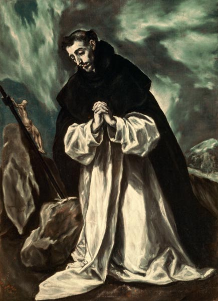 St Dominic in Prayer od (eigentl. Dominikos Theotokopulos) Greco, El