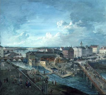 View of Stockholm from the Royal Palace (gouache on canvas) od Elias Martin