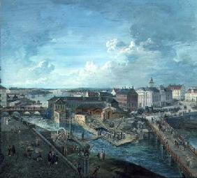 View of Stockholm from the Royal Palace (gouache on canvas)