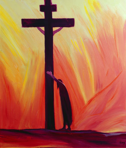 In our sufferings we can lean on the Cross by trusting in Christ''s love, 1993 (oil on panel)  od Elizabeth  Wang